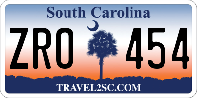 SC license plate ZRO454