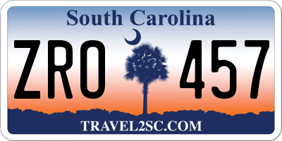 SC license plate ZRO457