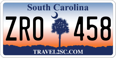 SC license plate ZRO458