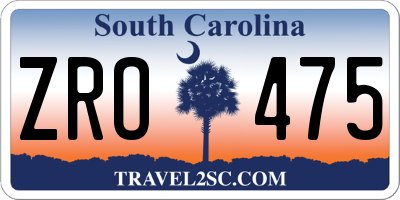 SC license plate ZRO475