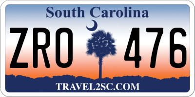 SC license plate ZRO476