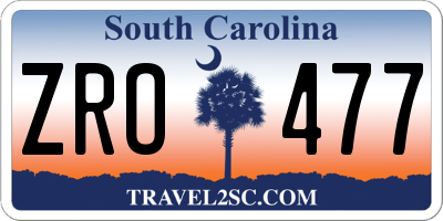 SC license plate ZRO477