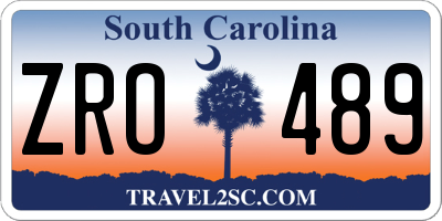SC license plate ZRO489