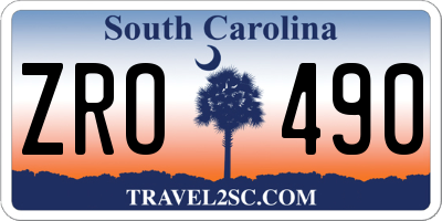 SC license plate ZRO490