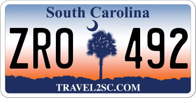 SC license plate ZRO492