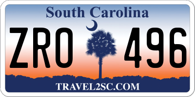 SC license plate ZRO496