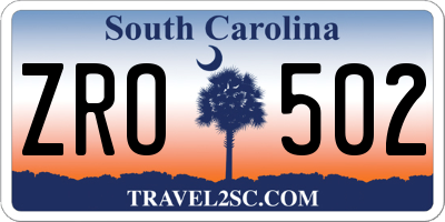 SC license plate ZRO502