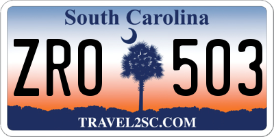 SC license plate ZRO503
