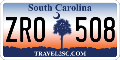 SC license plate ZRO508