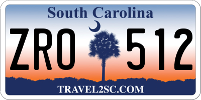 SC license plate ZRO512
