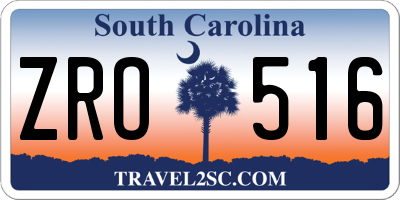 SC license plate ZRO516
