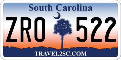 SC license plate ZRO522