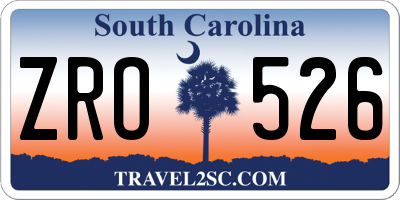 SC license plate ZRO526