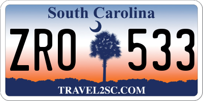SC license plate ZRO533