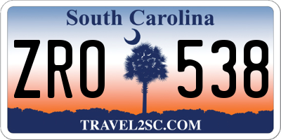 SC license plate ZRO538