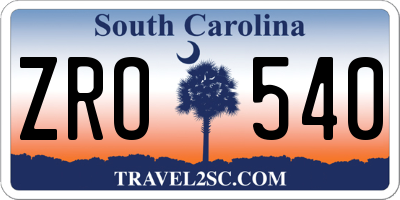 SC license plate ZRO540