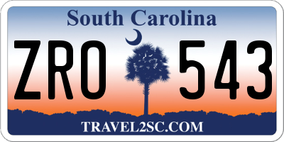 SC license plate ZRO543