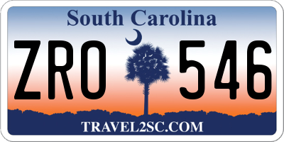 SC license plate ZRO546