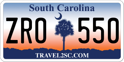 SC license plate ZRO550