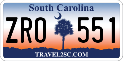 SC license plate ZRO551