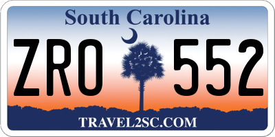 SC license plate ZRO552