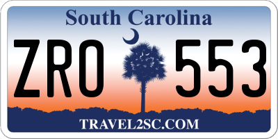 SC license plate ZRO553