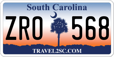 SC license plate ZRO568