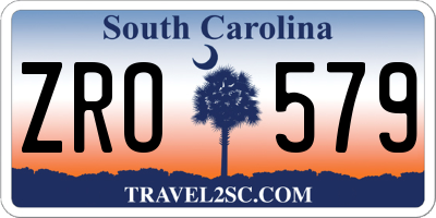 SC license plate ZRO579