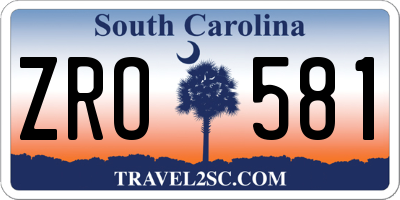 SC license plate ZRO581