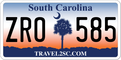 SC license plate ZRO585