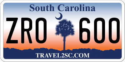 SC license plate ZRO600