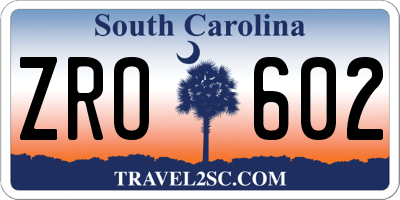 SC license plate ZRO602