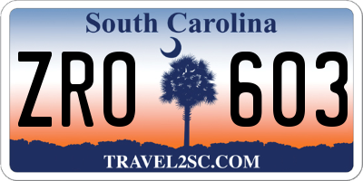 SC license plate ZRO603