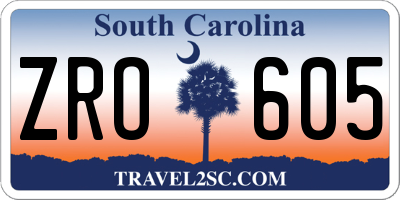 SC license plate ZRO605