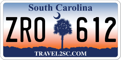 SC license plate ZRO612