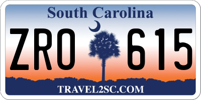 SC license plate ZRO615