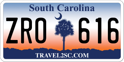 SC license plate ZRO616