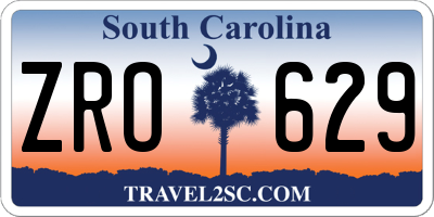 SC license plate ZRO629