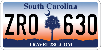 SC license plate ZRO630