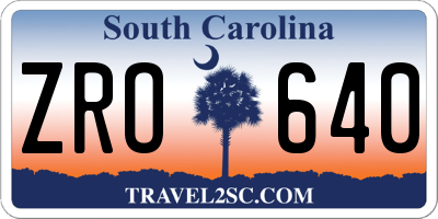 SC license plate ZRO640