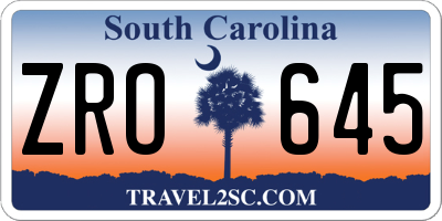 SC license plate ZRO645