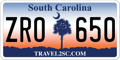 SC license plate ZRO650