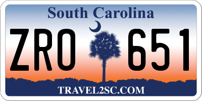 SC license plate ZRO651