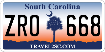 SC license plate ZRO668