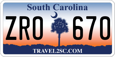 SC license plate ZRO670