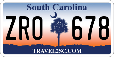 SC license plate ZRO678