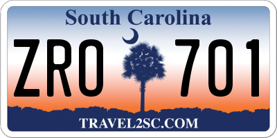 SC license plate ZRO701