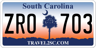 SC license plate ZRO703
