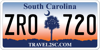 SC license plate ZRO720