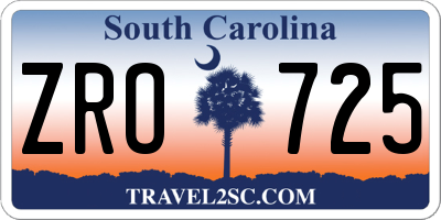 SC license plate ZRO725